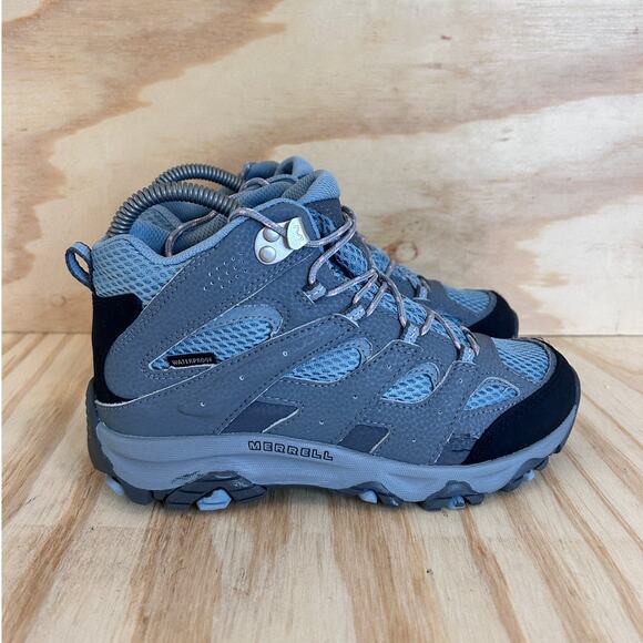 Merrell - Moab 2 Mid - Hiking Boots - Gray/Blue - Big Kids - 3.5M - MK165704 - Picture 1 of 9